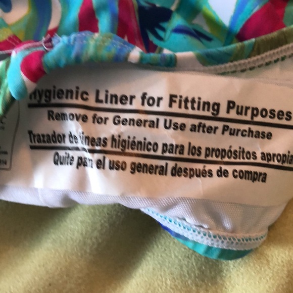 Time and Tru 3X top & 1X high waisted bottom bikini/Tropical print/faux tie top - Picture 5 of 17